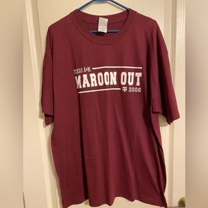 Tee Shirt Short Sleeve Texas A&M “MAROON OUT 2006” Size XL Maroon and White
